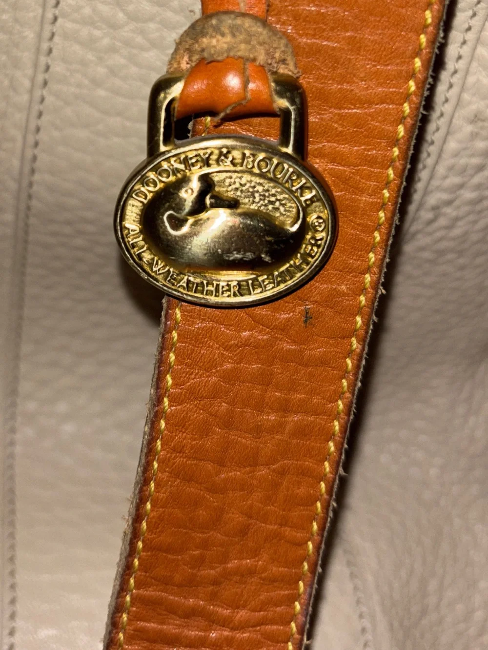 Vintage Dooney & Bourke AWL Drawstring Backpack Bone British Tan Leather USA
